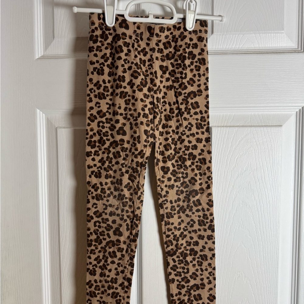 Leopard Print Kids Leggings, Size 6/6X